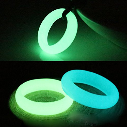 VEED RARA Vez 8 mm de Ancho Natural fluorita Piedra Luminosa Que Brilla en la Oscuridad Anillo joyería Fina