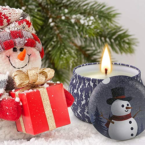 Velas perfumadas de Navidad Juego de Regalo, Velas de aromaterapia 4 latas, Fiestas en casa, Celebraciones, Regalos Ideales para Mujeres Juego