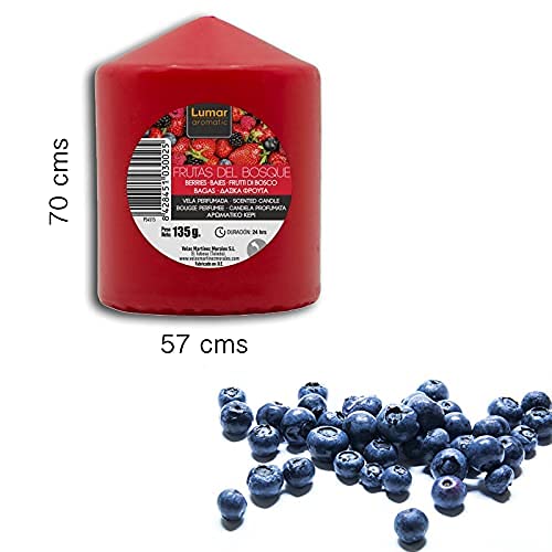 Velas Taco Perfumadas Frutos del Bosque Grandes XL 70 x 57 mm, Lote de 12 Unidades, Velones Aromáticos, Gran Duración y Delicado Aroma Cítrico, 22-24 horas Duración, Aromaterapia por Velas