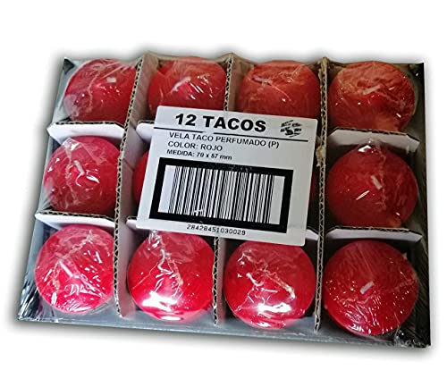 Velas Taco Perfumadas Frutos del Bosque Grandes XL 70 x 57 mm, Lote de 12 Unidades, Velones Aromáticos, Gran Duración y Delicado Aroma Cítrico, 22-24 horas Duración, Aromaterapia por Velas