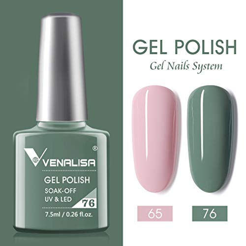 VENALISA 2 PCS 7.5Ml Pink Green Color Gel Nail Polish Nail Art Starter Manicure Salon DIY at Home