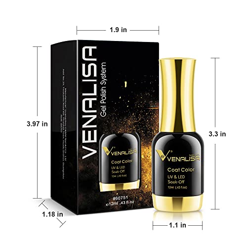 VENALISA Gel Nail Polish, 12ml Gold Glitter Color Soak Off UV LED Nail Gel Polish Nail Art Starter Manicure Salon DIY at Home, 0.43 OZ