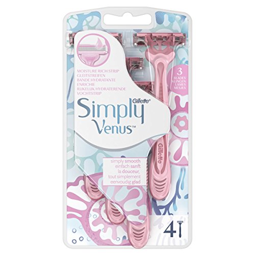 Venus Simply Afeitadoras Desechables para Mujer, Pack de 4