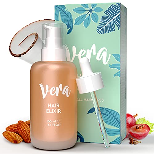 VERA Aceite Pelo Seco y Dañado con Aceite de Coco y Argan - Aceite para el Pelo, Fortalece y Da Brillo - Aceite Cabello Antiencrespamiento, Sella Puntas Abiertas - Aceite de Pelo sin Siliconas, 100ml