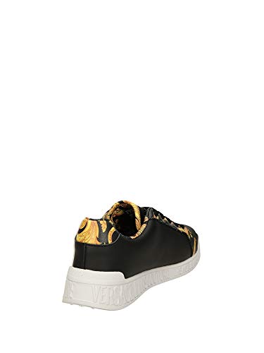 VERSACE JEANS COUTURE E0VWASP1 - Zapatillas de baloncesto de piel negra con inserciones barrocas Negro Size: 36 EU