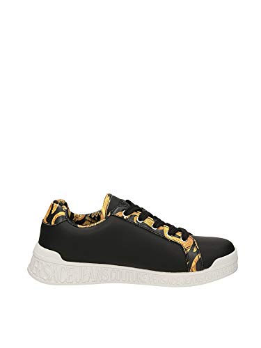 VERSACE JEANS COUTURE E0VWASP1 - Zapatillas de baloncesto de piel negra con inserciones barrocas Negro Size: 36 EU