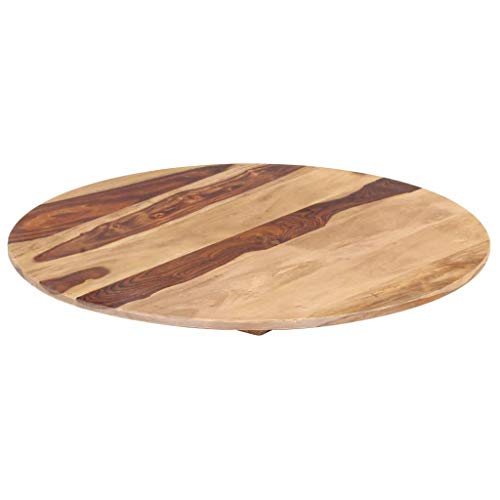 vidaXL Madera Maciza Sheesham Superficie de Mesa Redonda de Repuesto de Comedor Jardín Patio Encimera Escritorio Facíl Limpie 15-16 mm 50cm