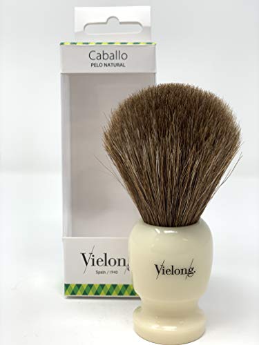 Vielong Brocha de Afeitar de Caballo Marrón. Modelo Comte con Mango de Resina Marfil. Diámetro 24mm. 82 g