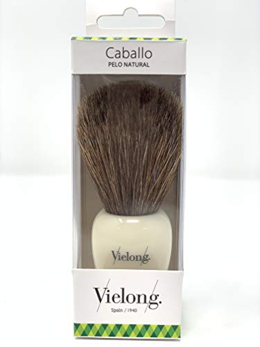 Vielong Brocha de Afeitar de Caballo Marrón. Modelo Comte con Mango de Resina Marfil. Diámetro 24mm. 82 g