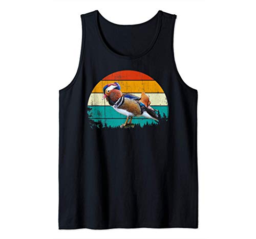 Vintage Retro Style Summer Sunset Bird Animal Mandarin Duck Camiseta sin Mangas