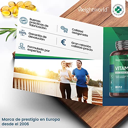 Vitamina E Cápsulas 400UI 180 Cápsulas - Vitamina E Natural 6 meses de suministro - Perlas de Vitamina E de DL Acetato de Alfa Tocoferilo, Antioxidante para Proteger a las Células del Estrés Oxidativo