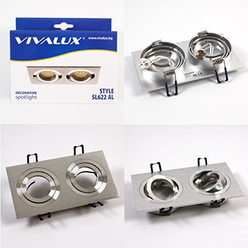 VivaLux Style SL622 AL / SL622 B - Lámpara LED de techo, empotrable, de aluminio extruido,12 V Gx5,3, plateada, IP 20, para salón, dormitorio o cocina (acabado de aluminio gris)