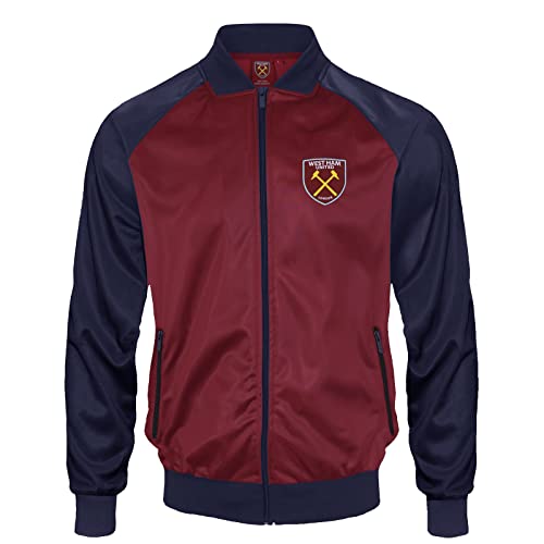 West Ham United FC - Chaqueta de Entrenamiento Oficial - Hombre - Estilo Retro - Burdeos - Grande