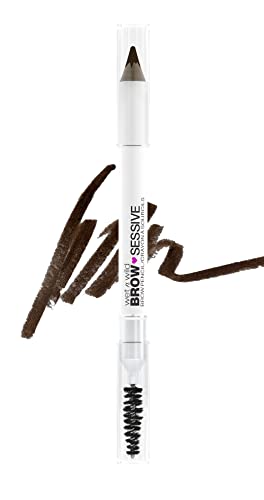 wet n wild, Lápiz de cejas Brow-Sessive, Lápiz de Cejas de Doble Punta con Pincel en Espiral para Cejas Finas y Gruesas, Fórmula de Aspecto Natural, Definición de Color, Marrón Oscuro