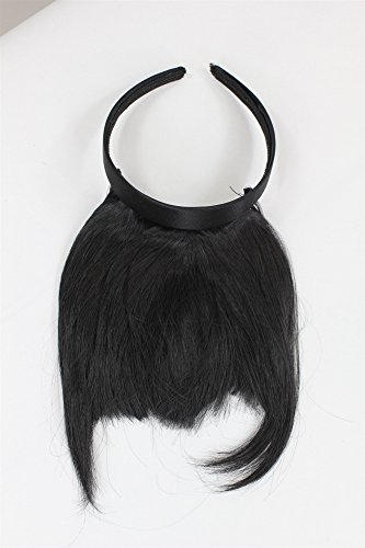 WIG ME UP- Peluca, flequillo de clip-in, con diadema, pelo de costado largo, aparencia muy natural, negro (1B), HA071T-1B