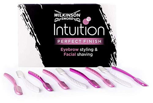 Wilkinson Sword Intuition Perfect Finish - 9 Cuchillas de Afeitar, Moldear y Perfilar de Cejas y Vello Facial - Femenino y Masculino