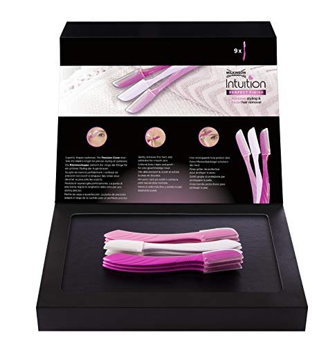 Wilkinson Sword Intuition Perfect Finish - 9 Cuchillas de Afeitar, Moldear y Perfilar de Cejas y Vello Facial - Femenino y Masculino