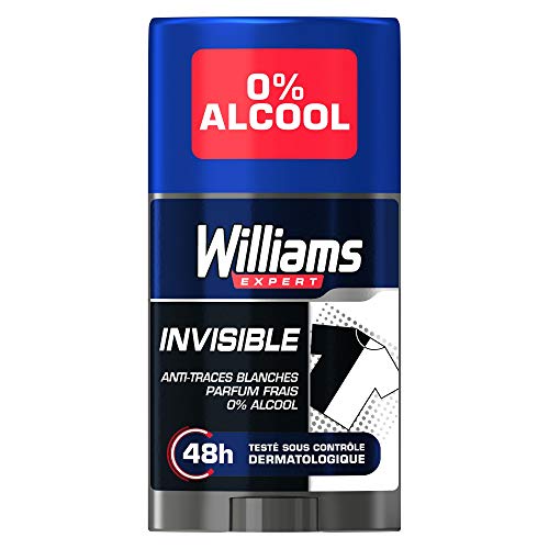 Williams - Pack de 6 desodorantes invisibles en barra de protección 48H, 75 ml, lote de 3