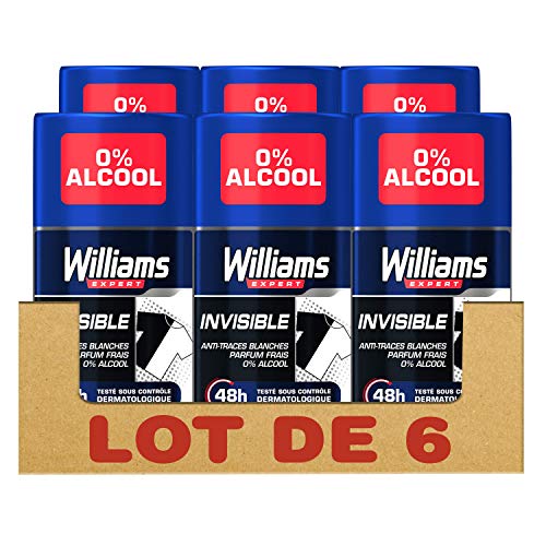 Williams - Pack de 6 desodorantes invisibles en barra de protección 48H, 75 ml, lote de 3