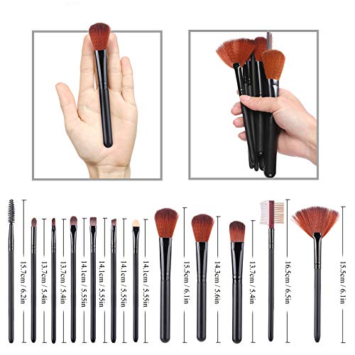 Wodasi Set de Brochas de Maquillaje Profesional 12 Piezas, Juego de Brochas de Maquillaje, Kit Brochas Maquillaje Premium Synthetic Set Brochas de Maquillaje, Brochas para Maquillaje Facial, Negro