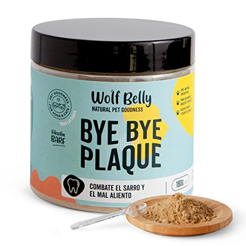 Wolf Belly Suplemento en Polvo para Quitar el Sarro y Mal Aliento en Perros y Gatos | Salud y Cuidado Dental | Dientes y Encías Sanos | 100% Natural | 180g