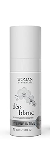 WOMAN ESSENTIALS DEO BLANC - Bruma de Cuidado 24h Desodorante Íntimo Iluminador y Calmante - Uso Íntimo y Corporal para Piel Seca, Sensible o Afeitada - Spray de 35ml - 99% Ingredientes Naturales.