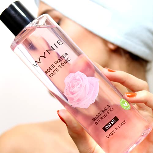 WYNIE Tónico Facial Limpiador Hidratante 100% Vegano, Enriquecido con Agua de Rosas y Ácido Hialurónico para Todo Tipo de Pieles, Piel Grasa, Mixta, Sensible - 250 ml