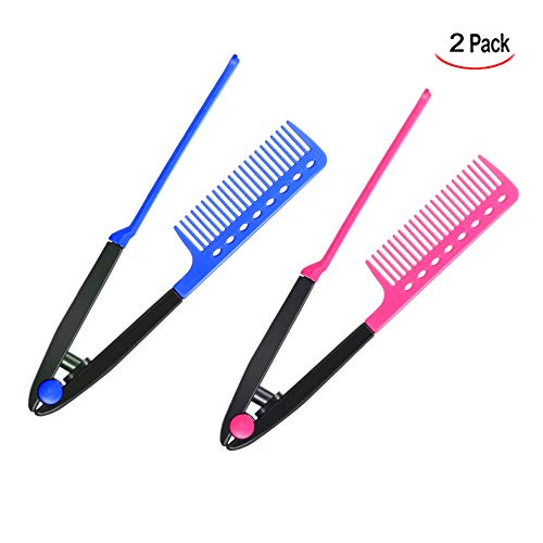 XLKJ 2 Pcs Plancha para Pelo, Peine Alisador, Peine de Pelo en Forma de V, Peines para el Cabello de Salón