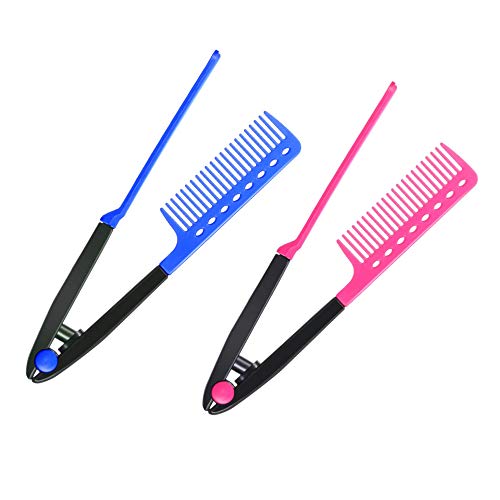 XLKJ 2 Pcs Plancha para Pelo, Peine Alisador, Peine de Pelo en Forma de V, Peines para el Cabello de Salón