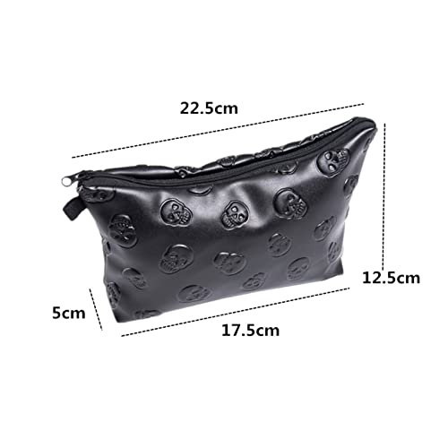 XMYINGWEI Bolso de Cosméticos 1 PC Black Skull Cosmetic Bag Women PU Bolsa de Maquillaje de Cuero Organizador de Viaje for la Bolsa de Kit de Aseo de cosméticos (Color : Black Dot)