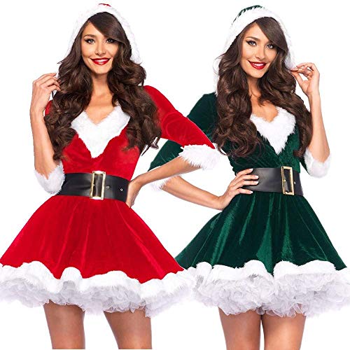 XYFW Vestido con Capucha Traje De Santa Claus Traje De Navidad Cosplay Carnaval,Rojo,S