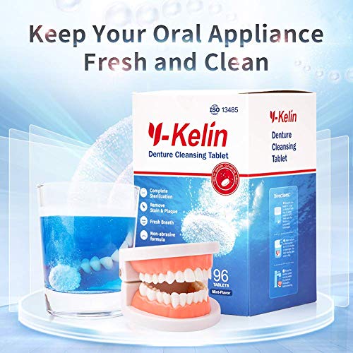 Y-Kelin pastillas limpiadoras para dentaduras,estuche ferula dental,polident,suministro para 3 meses,pastillas de dientes (192 tabletas)