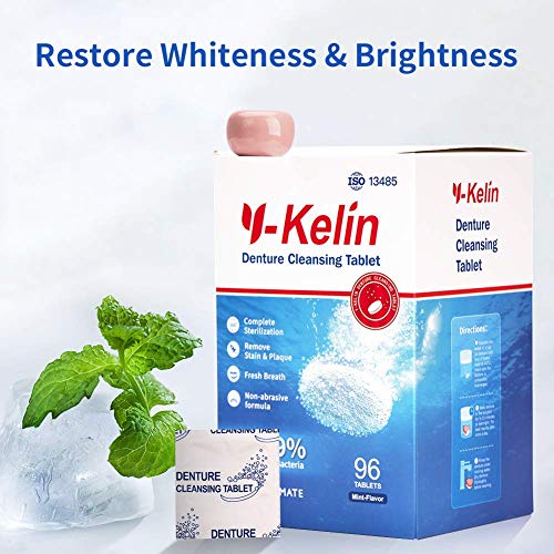 Y-Kelin pastillas limpiadoras para dentaduras,estuche ferula dental,polident,suministro para 3 meses,pastillas de dientes (192 tabletas)