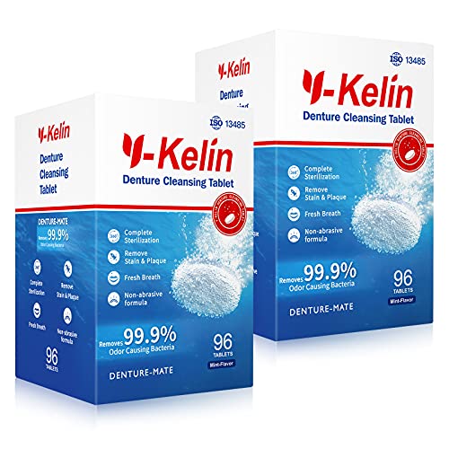 Y-Kelin pastillas limpiadoras para dentaduras,estuche ferula dental,polident,suministro para 3 meses,pastillas de dientes (192 tabletas)