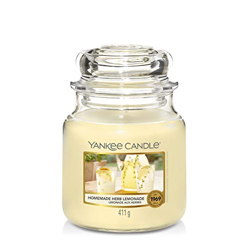 Yankee Candle Vela en tarro mediano | Vela perfumada de limonada de hierbas caseras | hasta 75 horas de tiempo de combustión | Colección Garden Hideaway