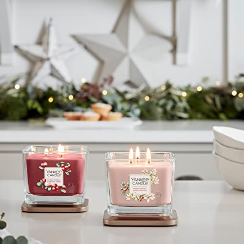 Yankee Candle Vela perfumada cuadrada pequeña de 1 mecha | Tuberosa nevada | Hasta 28 horas de tiempo de combustión | Colección Elevation con tapa de plataforma