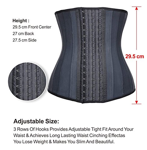 YIANNA Faja Reductora Mujer Corset Reductor Cinturilla Moldeadora Fajas Colombianas Reductoras de Abdomen y Cintura Negro con 25 Huesos,1210 Size XS