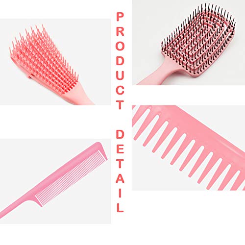 Yolistar Cepillo Desenredante, Detangling Brush, Cepillo para el pelo, cepillo de pelo curvo y ventilado, Juego de peines de modelado Para Cabello Rizado Húmedo/Seco/Largo y Grueso