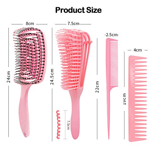 Yolistar Cepillo Desenredante, Detangling Brush, Cepillo para el pelo, cepillo de pelo curvo y ventilado, Juego de peines de modelado Para Cabello Rizado Húmedo/Seco/Largo y Grueso