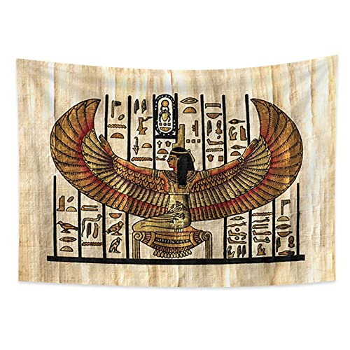 YongFoto 100x70cm Antiguo Egipto Tapiz Faraón Reina con alas Jeroglíficos Papiro Símbolo Civilización antigua Colgar en la pared Tapices para casa Decoración mural Manteles Manta