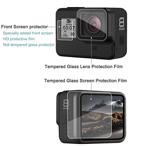 Youniker - Protector de pantalla para GoPro Hero 8 (6 unidades, 9H, cristal templado), color negro