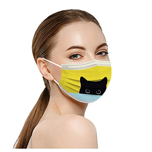 YpingLonk 10/20/30/50/100 pc Unisex Adulto Mujeres Hombres Universal Moda Gato Impresiones Lindo elástico Earloop bufanda-97