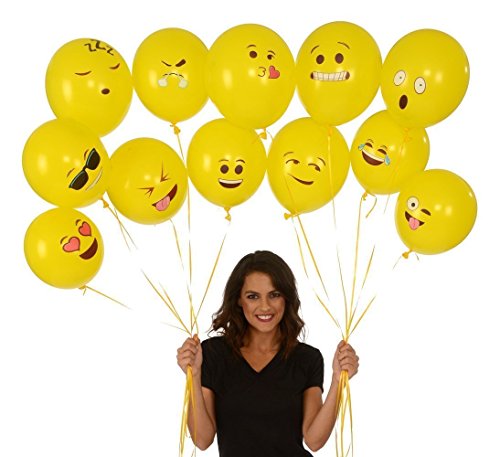 YueChen 100 Pcs Emoji Globos, Látex Globos, Smiley Face Globos para el cumpleaños del niño Suministros de Fiesta favores (Globo Amarillo)