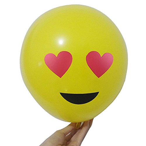 YueChen 100 Pcs Emoji Globos, Látex Globos, Smiley Face Globos para el cumpleaños del niño Suministros de Fiesta favores (Globo Amarillo)