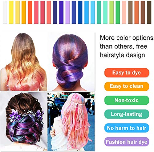 YUHENGLE Tiza para el cabello, 24 colores de color temporal para el cabello, colorido profesional cera, múltiples opciones de color, para carnaval, fiesta, Navidad, cumpleaños, Halloween