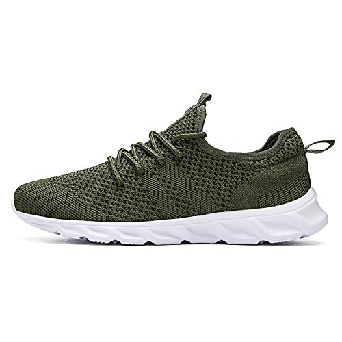 Zapatillas de Running para Hombre Casual Tenis Asfalto Zapatos Deporte Fitness Gym Correr Gimnasio Deportives Transpirables Seguridad Atlético Trekking Bambas Plataform Sneakers Verde 44 EU