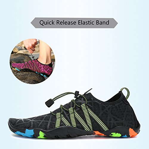 Zapatos de Agua para Buceo Snorkel Surf Piscina Playa Vela Mar Río Aqua Cycling Deportes Acuáticos Calzado de Natación Escarpines para Hombre Mujer,Negro 40