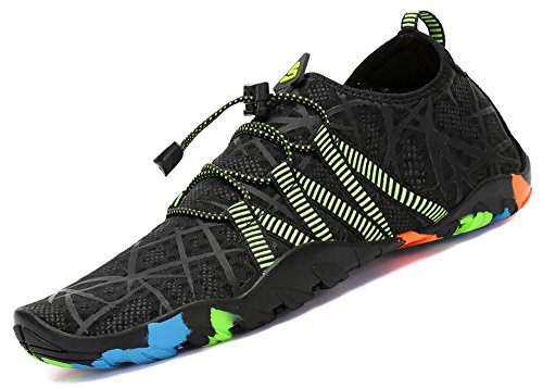 Zapatos de Agua para Buceo Snorkel Surf Piscina Playa Vela Mar Río Aqua Cycling Deportes Acuáticos Calzado de Natación Escarpines para Hombre Mujer,Negro 40