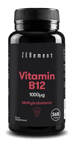 Zenement | Vitamina B12, Metilcobalamina 1000 µg, 365 Comprimidos | Sulblingual · Masticable | Ayuda a los Sistemas Nervioso, Inmunológico, Energético y de los Glóbulos Rojos | Vegano