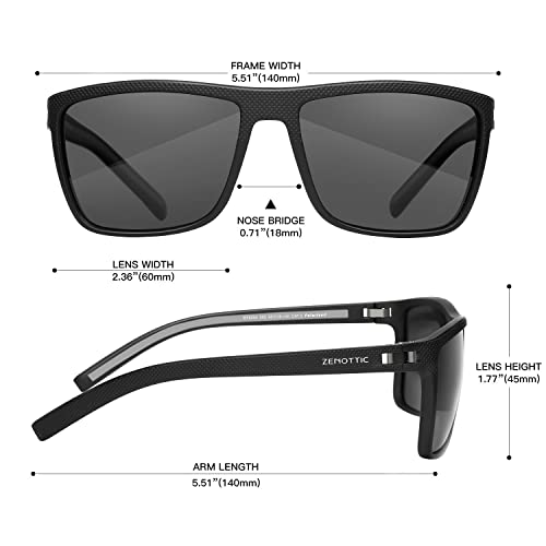 ZENOTTIC Gafas De Sol Polarizadas para Hombre Cuadradas Súper Liviana Marco TR90 Protección UV400